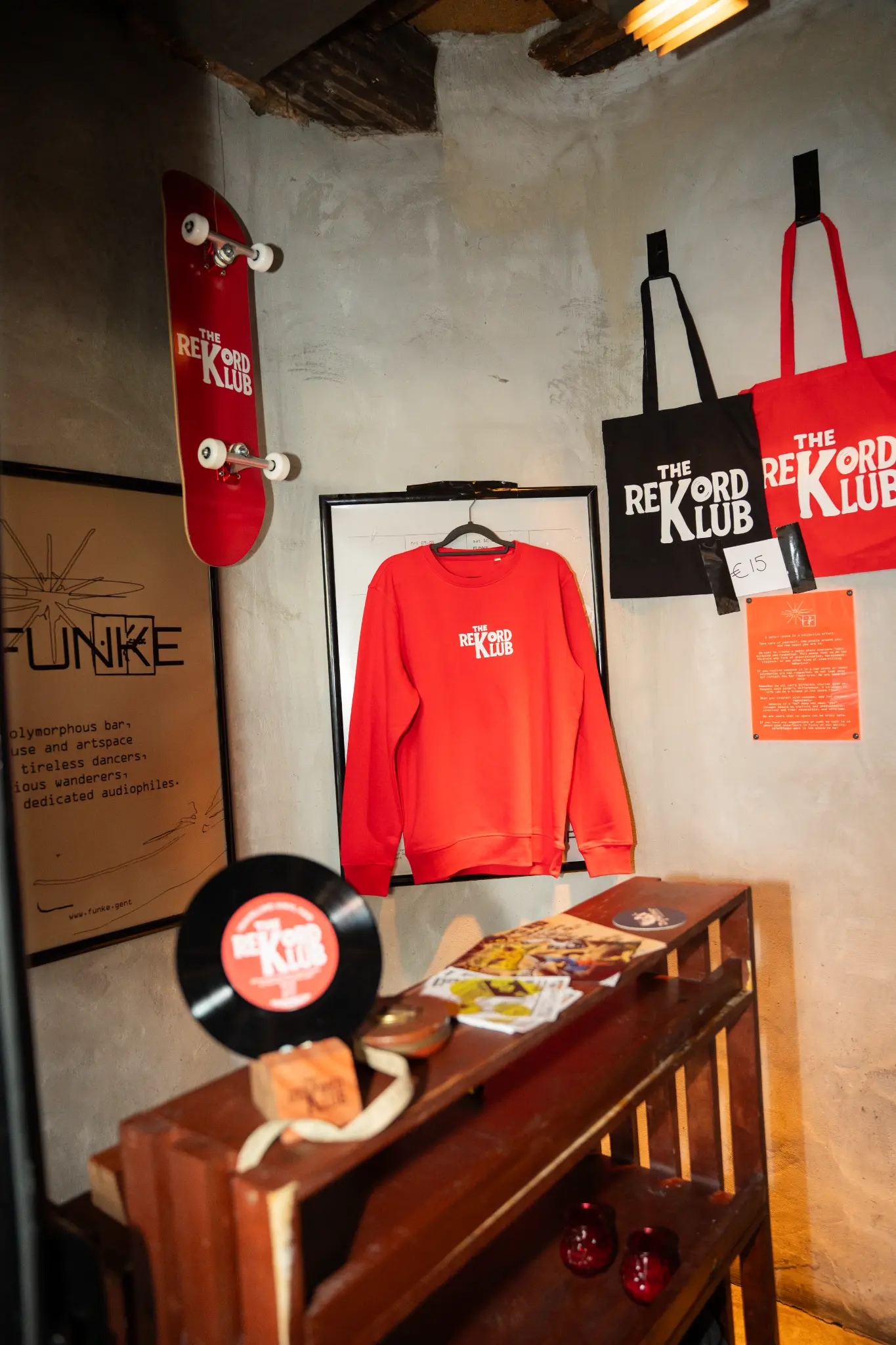 The Rekord Klub merchandise display