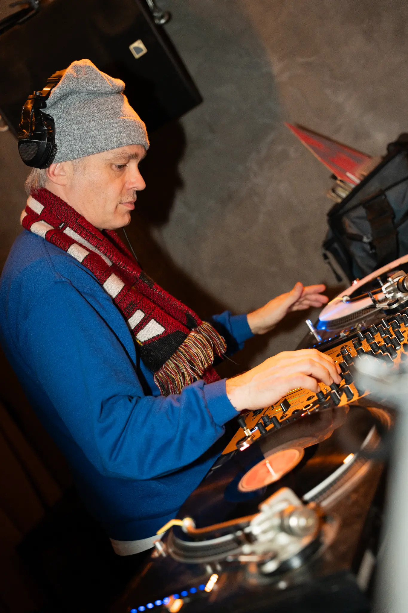 DJ performing vinyl set