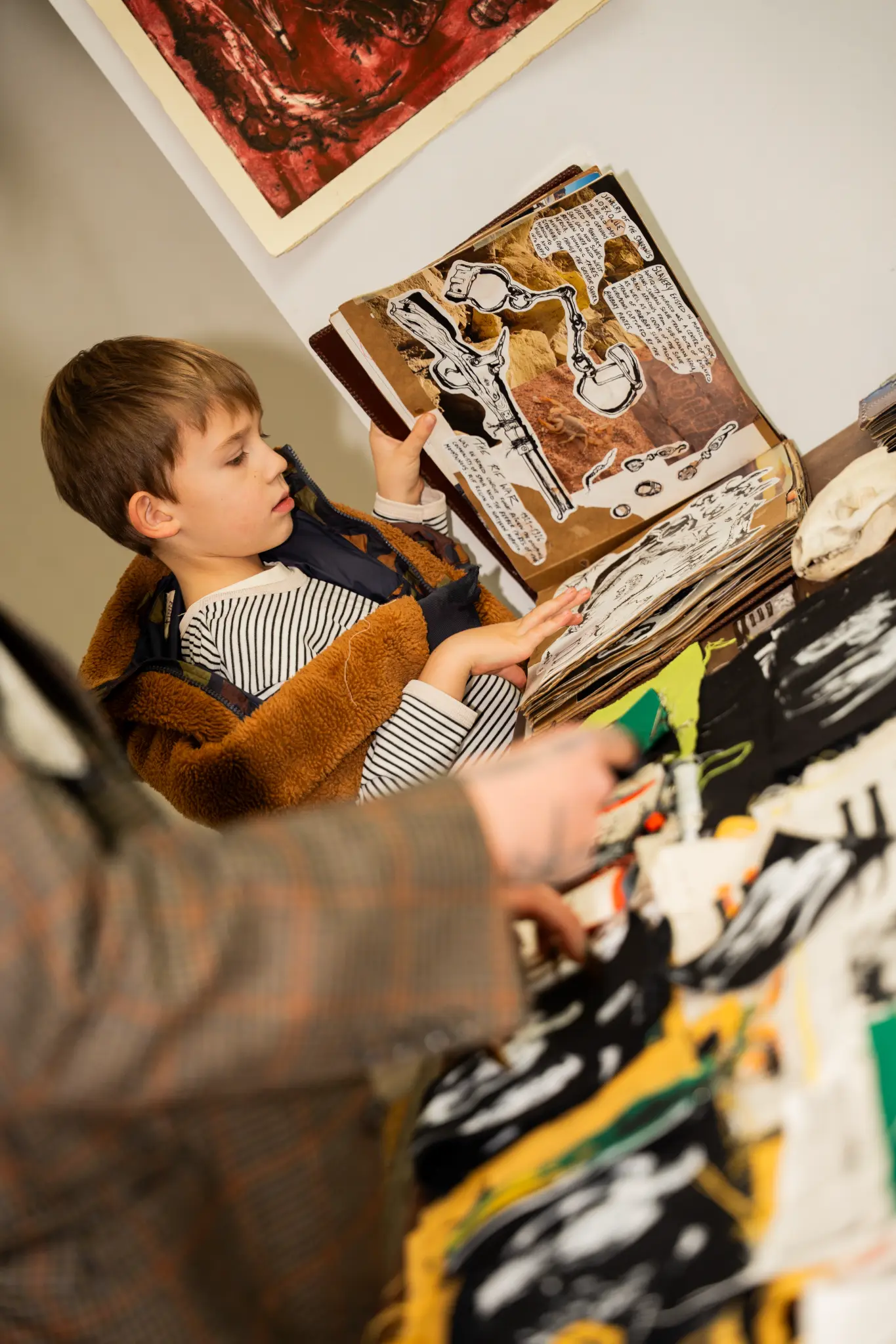 Child discovering vinyl records